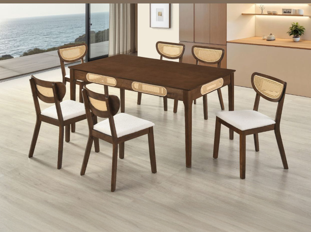 Elevate your dining space with our solid rubber wood dining